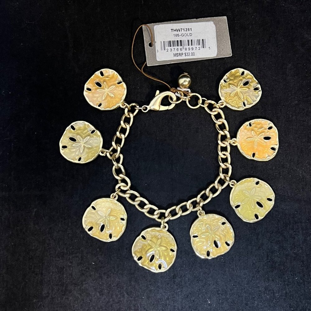 Tommy Bahama Gold Tone Sand Dollar Necklace, Earrings And Bracelet (3679) - Picture 8 of 11